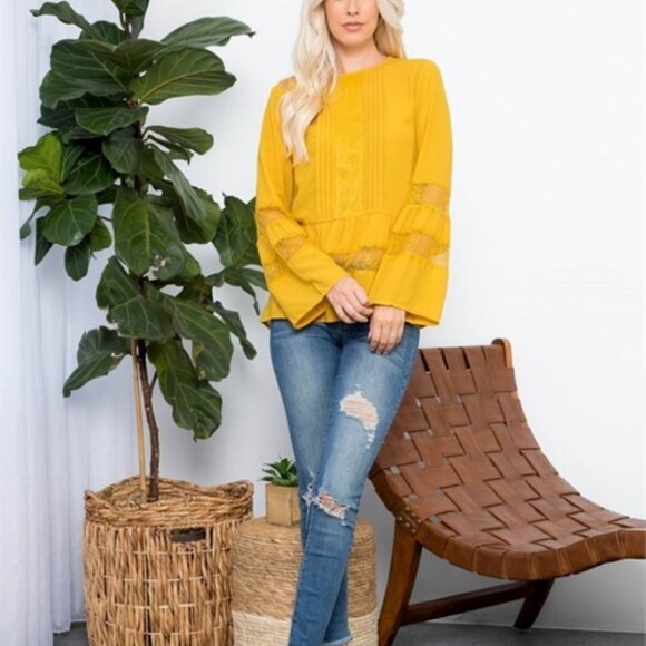 YELLOW Lace detailed Blouse - Picture 7 of 9